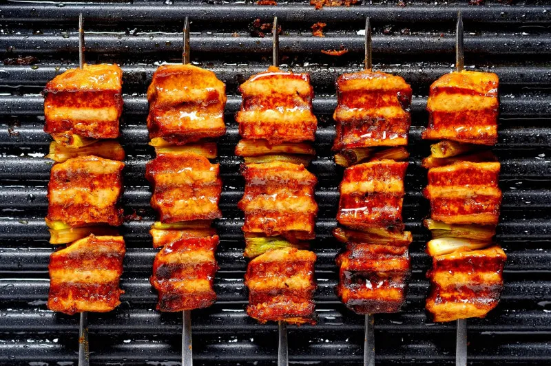 Koreaanse Veganistische Barbacoa Van Tofu En Prei