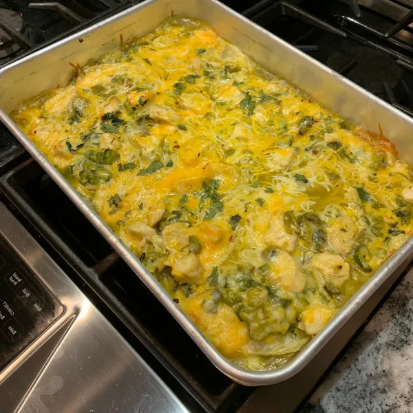 Kip Enchilada Casserole Met Groene Chili En Kaas