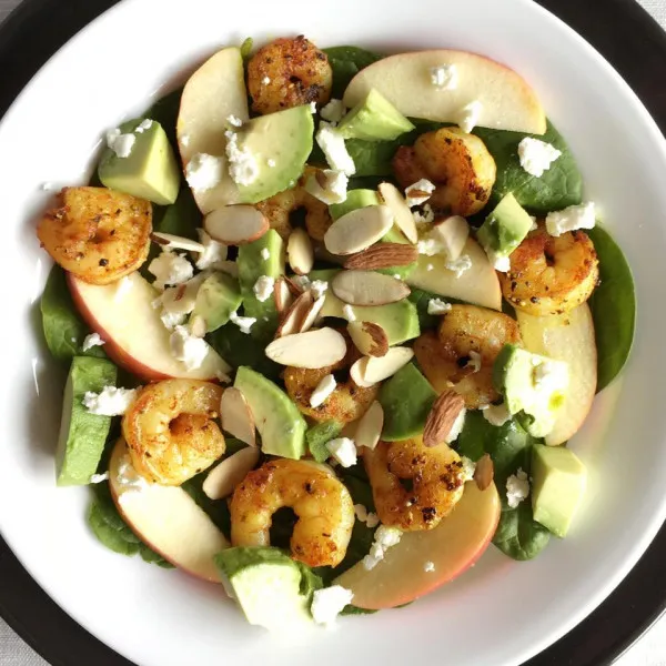 Spinaziesalade met Garnalen, Peper en Kurkuma