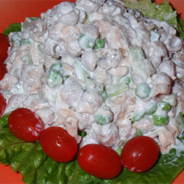 Eenvoudige Volkoren Rotini Pasta Salade Met Zalm