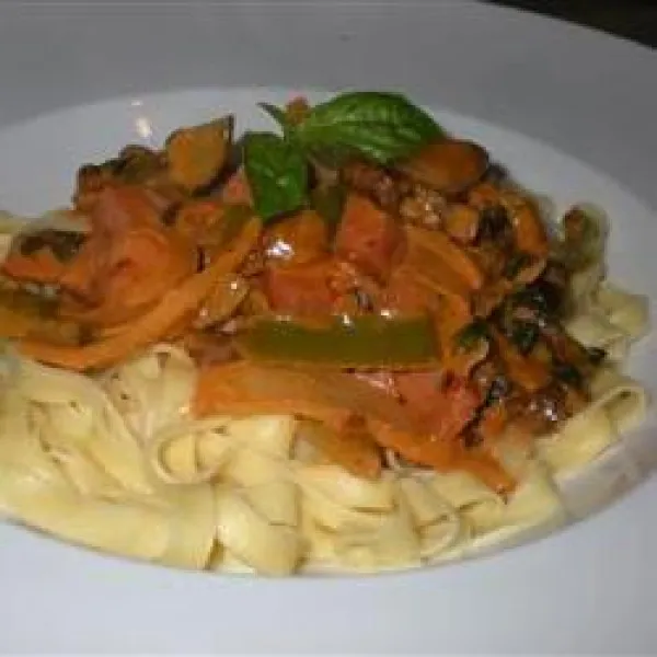 Fettuccini Met Champignons, Ham En Roze Saus