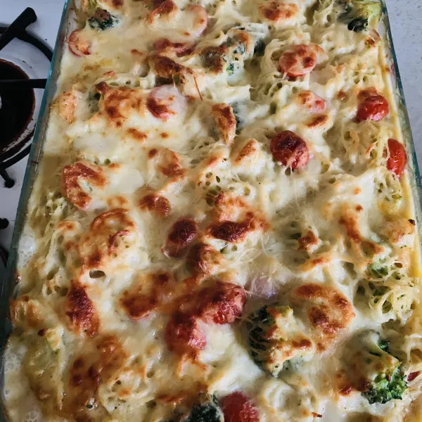 Gepofte Alfredo Van Garnalen En Broccoli