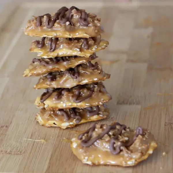 Pretzel Chips Met Caramel En Chocolade