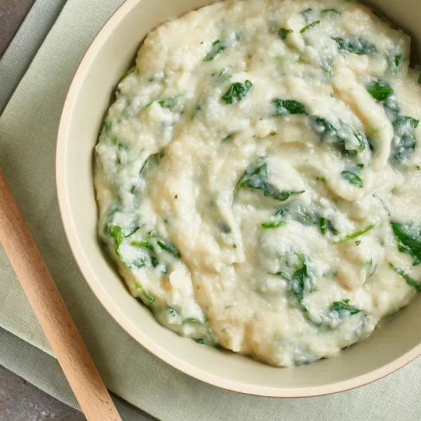 Spinazie- en Bloemkoolpuree met Kaas