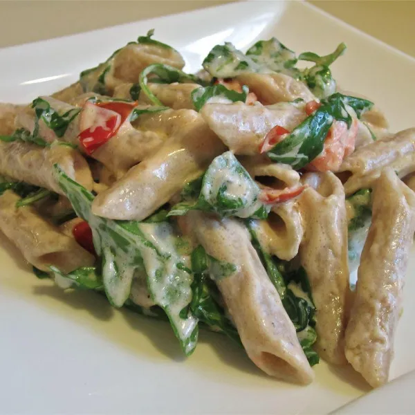 Geitenkaas en Rucola op Penne