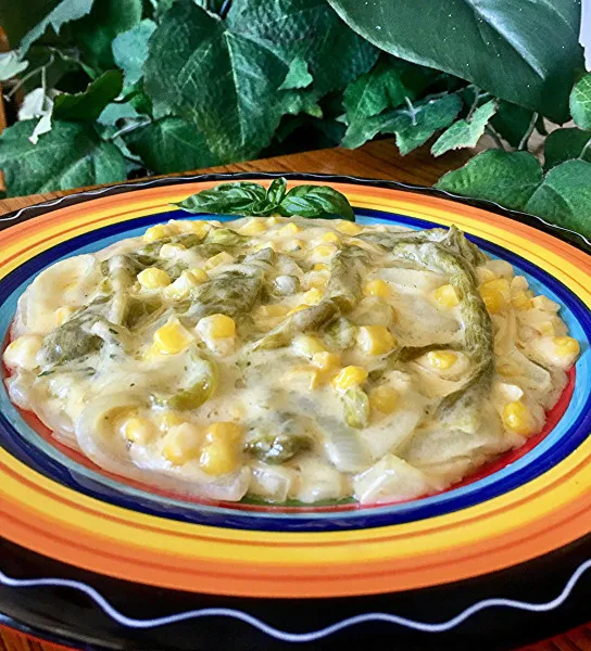 Rajas Met Crème, Maïs En Kaas (Romige Poblano Pepers En Zoete Maïs)