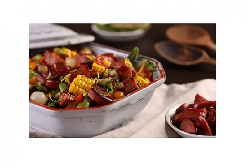 Zoete Maïs Succotash Met Rookworst