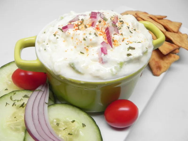 Tyrokafteri (pittige feta kaas salsa)